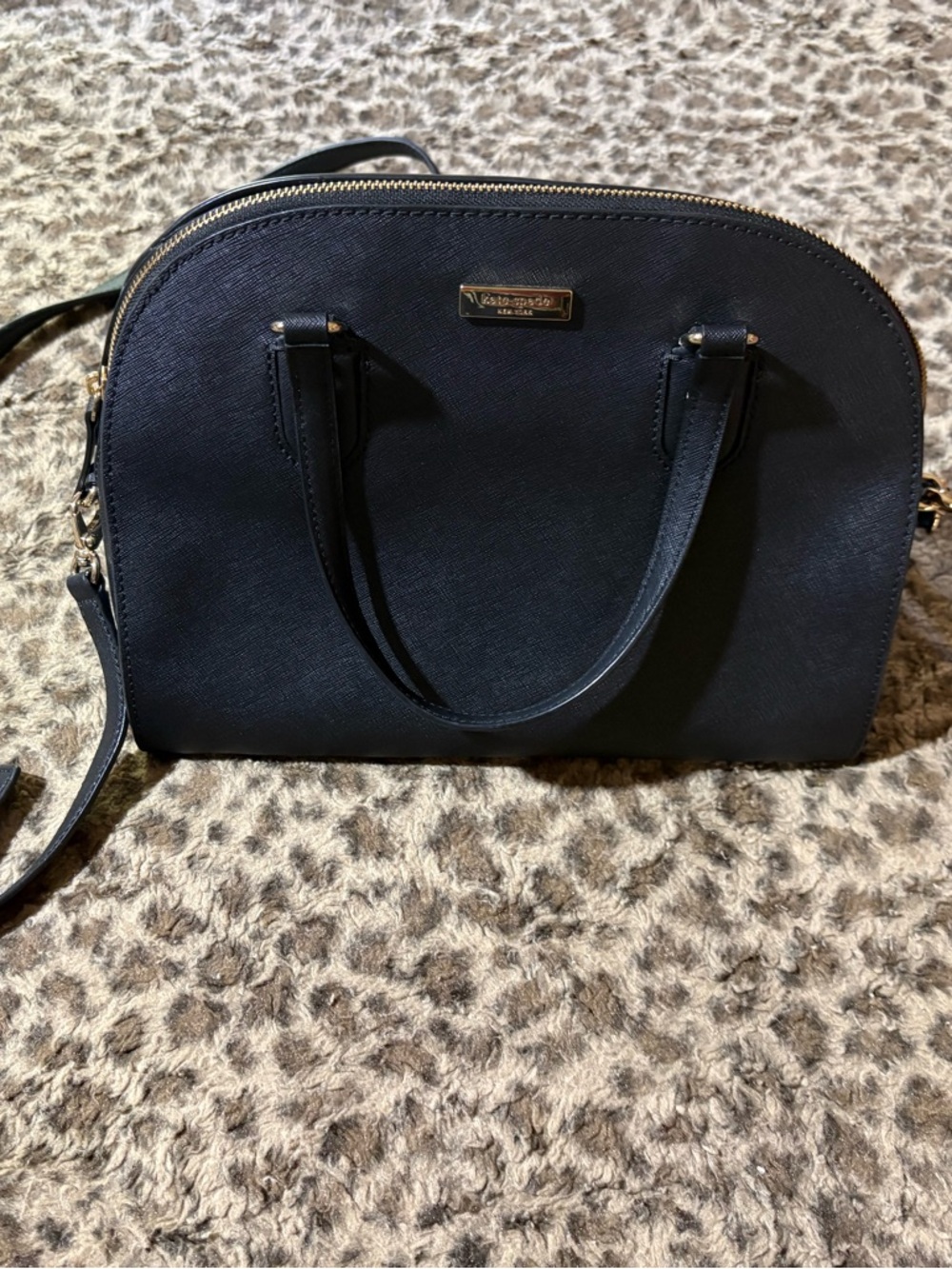 Kate Spade black dome satchel with gold hardware